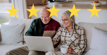 Man and women happy after computer repair service